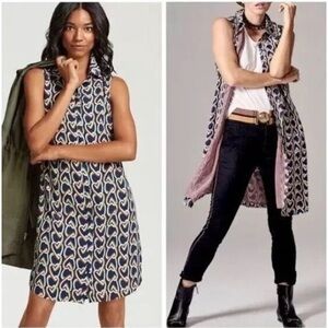 CAbi Blue & Orange Heart Chain Amour Dress